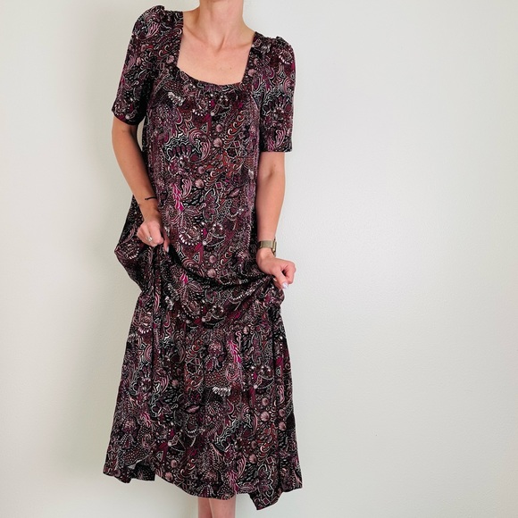 Maeve by Anthropologie Lisabetta Dark Floral Maxi Dress Oversized Boho - Picture 3 of 16